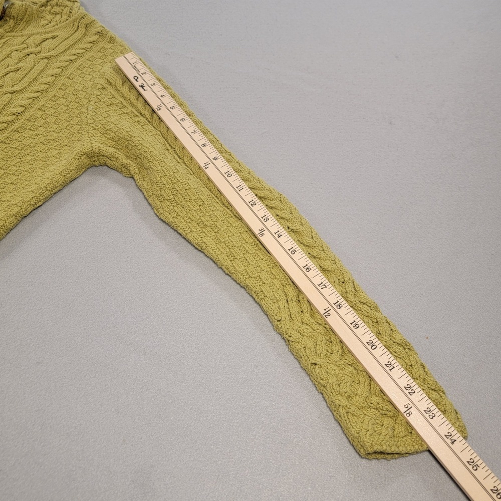 Vintage Talbots Cable Knit Cardigan Sweater Mock Neck Cotton Green Women's Large - Picture 7 of 10